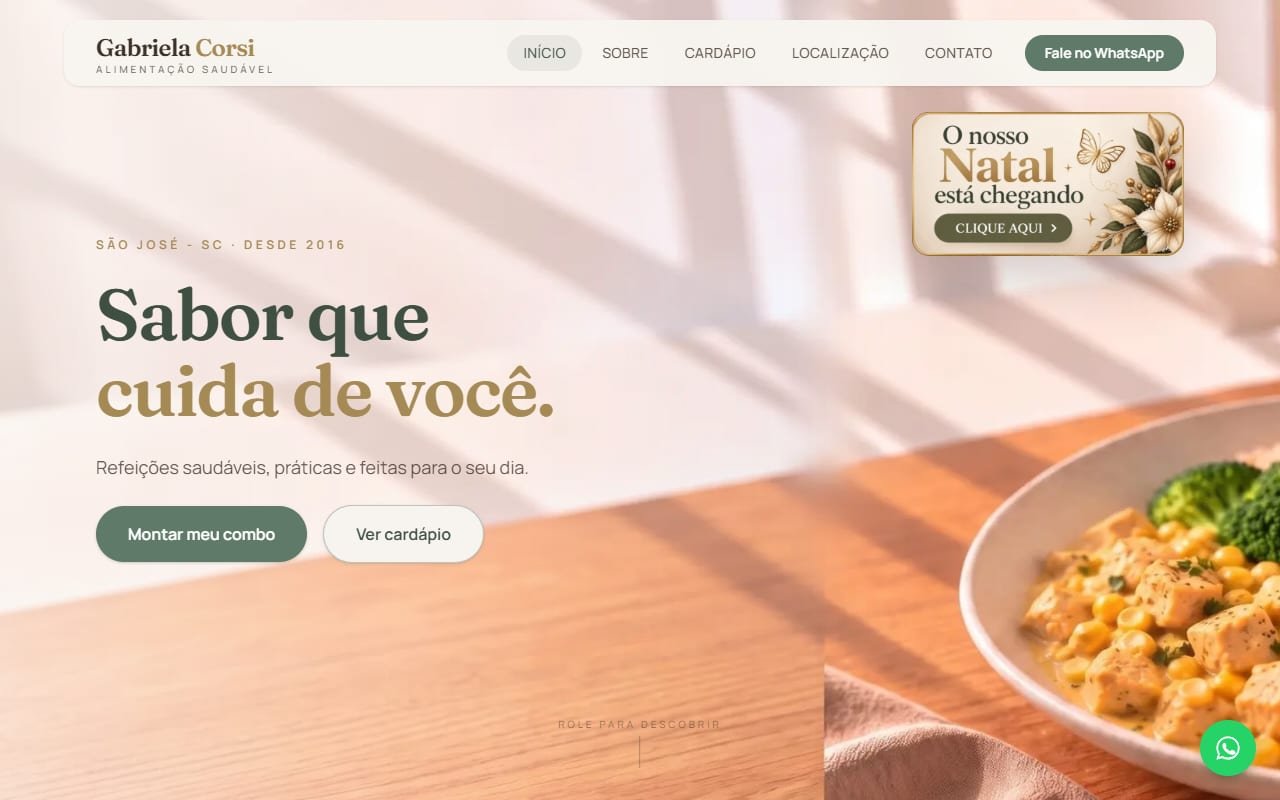Loja online da Gabriela Corsi, refeições saudáveis em São José