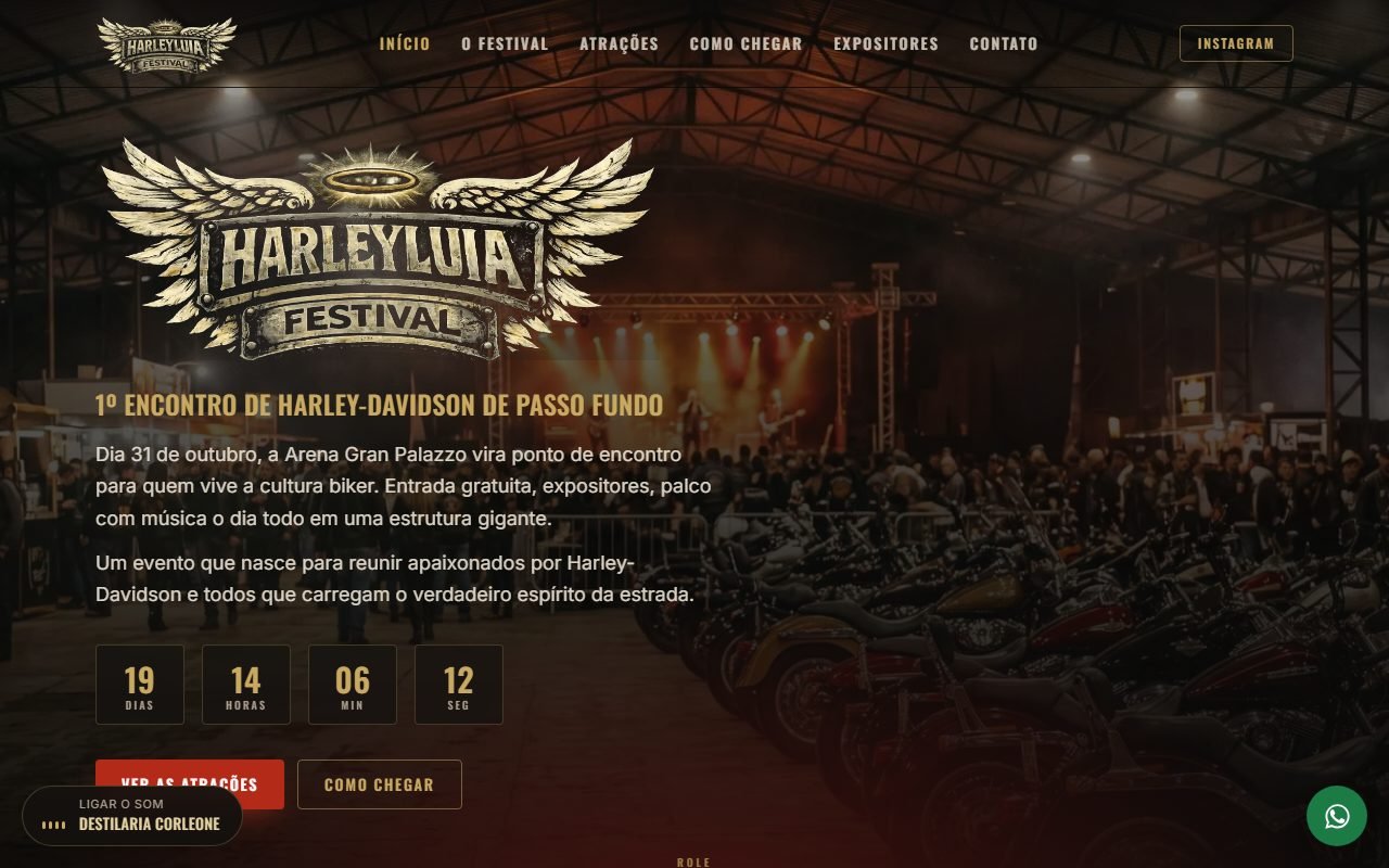 Site do Harleyluia Festival, encontro de Harley-Davidson em Passo Fundo